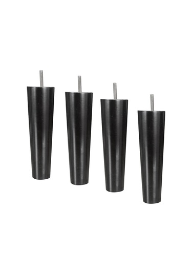 Suntek Magideal 4 Adet Koni Şekli Okaliptüs Masif Ahşap Mobilya 20 CM Siyah