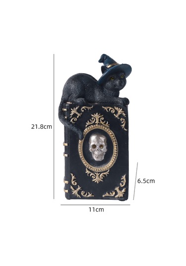 Homyl Kitaplık, Şömine Ve Masa Üstü Için Cadı Kedi Heykeli 11cmx6,5cmx21,8cm