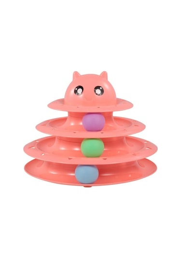 Tower of Tracks Eğlenceli Üç Katlı Kedi Top Oyuncak Seti Çok Renkli
