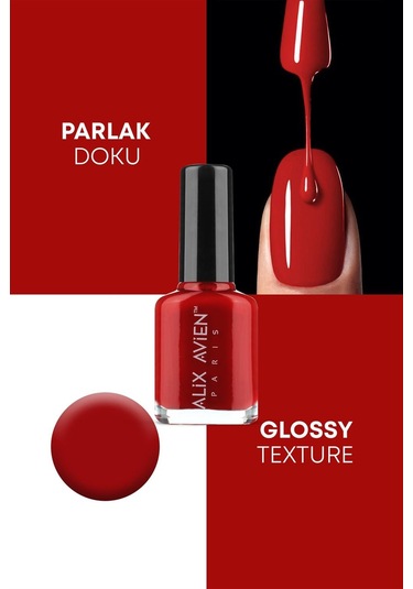 Alix Avien Ateş Kırmızı Oje 56 Yüksek Pigmentli Uzun Süreli Kalıcılık Hızlı Kuruma Nail Lacquer 56
