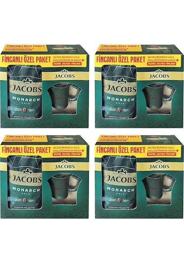 Jacobs Monarch Gold 200 Gr İkonik Jacobs Fincanlı Set X 4 Adet Çözünebilir