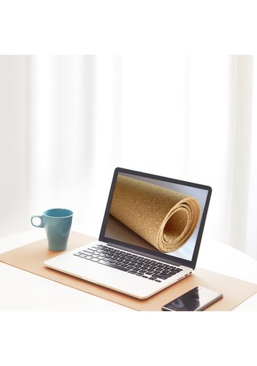 Besthome1 Doğal Kork Materyalinde Büyük Boy 85x42cm Masaüstü Matı: Su Geçirmez, Kirliyorsa