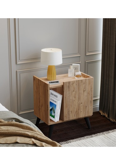 50 Cm Mdf Modern Ayaklı Ahşap Komodin Çok Amaçlı Dolap Yan Sehpa