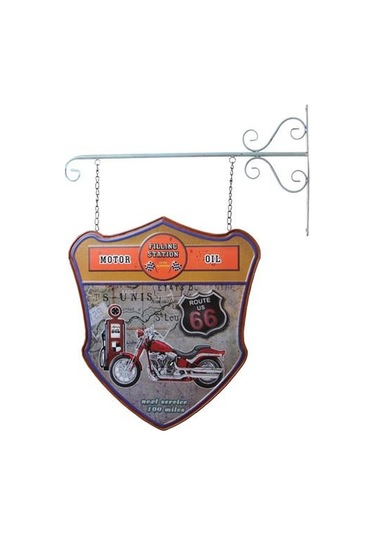 Kenpazar Dekoratif Çift Yönlü Route 66 Temalı Ferforje Askı