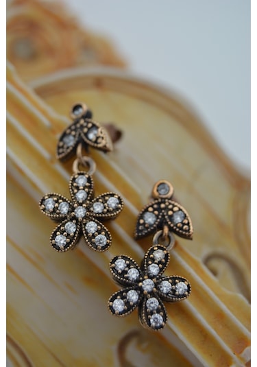 Stoneage Myosotis Çiçeği Küpe Bronz