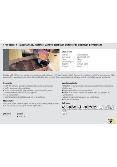 Sia Blue Line 1749 Siaral F Mermer Ahşap Cırt Zımpara 400 Kum 115 mm 10 Adet