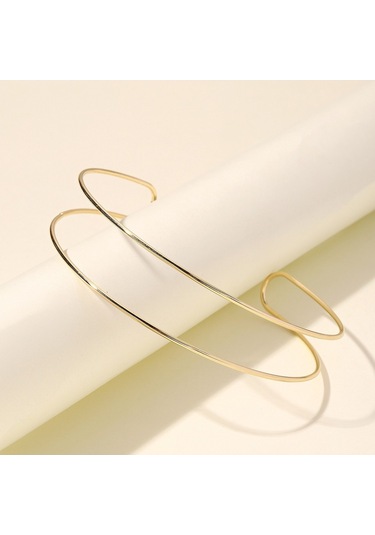 Soulader İki Sıra Metal Zincirli Sert Yaka Stili Choker Gerdanlık Kadınlar İçin Altın Renk Tork Kolye Takı Aksesuar Çok REnkli