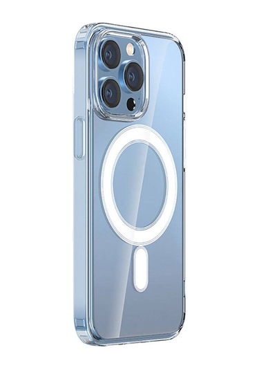 İphone Uyumlu 15 Pro Max Uyumlu Magsafe Şarj Özellikli Şeffaf Sert Pc Tchs Embos Kılıf-renksiz Renksiz