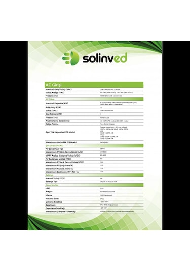 Solinved Gordion Serisi 6kw 48v Mppt Off-grıd İnverter