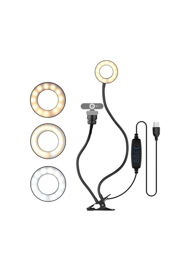 Andoer Webcam 3.5" Klipsli Mini Usb Işık Standı Siyah Siyah