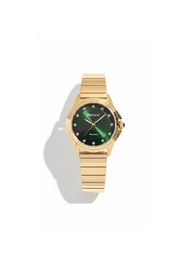 Ferrucci Kadın Kol Saati Altın Renk, Yeşil Kadran - Fc03493m.02, 2 Yıl Garantili Altın Ferrucci Kadın Kol Saati Altın Renk, Yeşil Kadran - Fc03493m.02, 2 Yıl Garantili Altın
