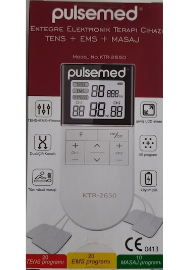 Pulsemed Ktr 2650 Tens Ems Masaj Cihazı Şarjlı ve Pilli Beyaz