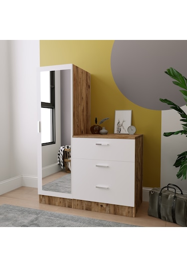 Robinhome Robin Home Alice Aynalı 3 Çekmeceli Şifonyer Aynalı Gardırop Dola