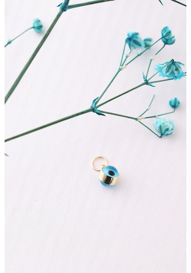 14 Ayar Altın Mini Mavi Göz Boncuk Kolye Ucu