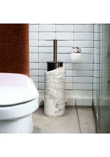 Marble Serisi Beton Tuvalet Fırçalığı Gri