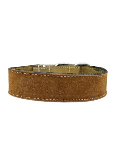 Lnleather El Yapımı Vaketa Deri Taba Orta Irk Köpek Tasması 60 CM Taba