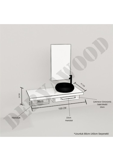 Deryawood  Genüs Ahşap Banyo Rafı 40*110*76 Açık Ceviz Çok Renkli