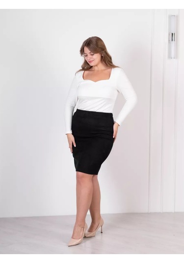 Hot.store Ofis Süet Kalem Etek 193379063 Siyah