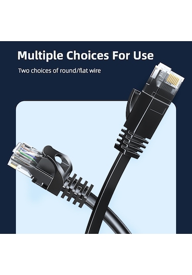 Essager CAT6 RJ45 Ağ LAN Ethernet Kablosu 0.5 Metre  - Yuvarlak Tel Flat Wire