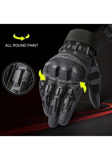 Techbloom 1 Çift Meromibe Erkek Dokunmatik Ekran Tam Parmaklı Eldiven Siyah M Nylon Karışım Güvenli Bilek Kayışı Bisiklet Spor Halloween