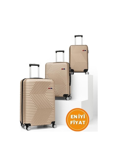 G&d Polo Suitcase Abs 3'lü Gold Lüx Valiz Seyahat Seti 600.06-set Altın