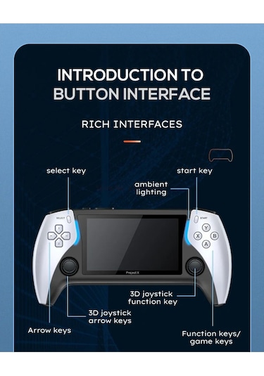 Project X Taşınabilir 4.3" 4K HD Retro Kablosuz Oyun Konsolu