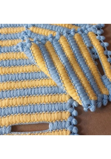 Uretti - Emine 9106 - 3061 El Örgüsü Çift Renkli 2 Li Banyo Lifleri - Sarı / Mavi