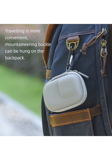 Butu Osmo Action / 3 / 4 / Gopro 9 / 10 / 11 Kamera İçin Brdrc Saklama Çantası Karabinalı Pu Deri Taşıma Çantası - Gri