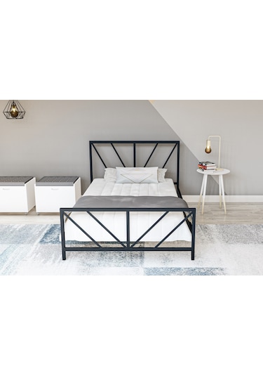 Metalia Gm 228 Gözde Siyah Tek Kişilik Karyola 90X190