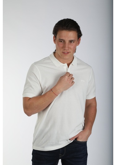 Lee Cooper Twins 1 Erkek %100 Pamuk Pike Polo Yaka T-shirt Ekru-17941 Ekru
