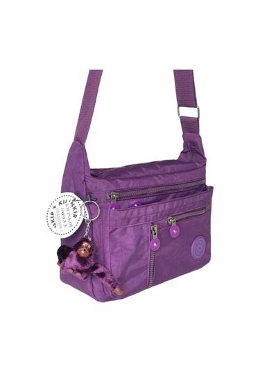 Kadın Klinkır Postacı Çanta Çok Cepli Çapraz Mor
