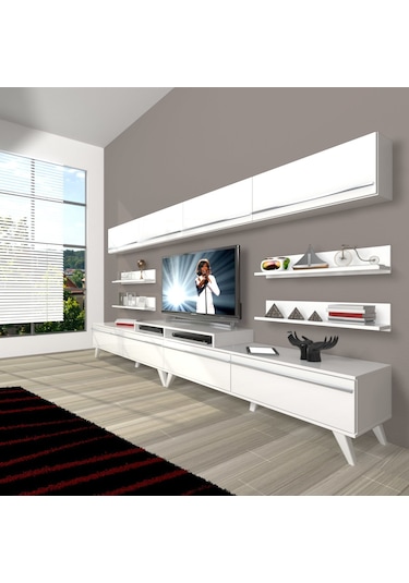 Decoraktiv Ekoflex 360y Mdf Retro Tv Ünitesi Tv Sehpası Beyaz