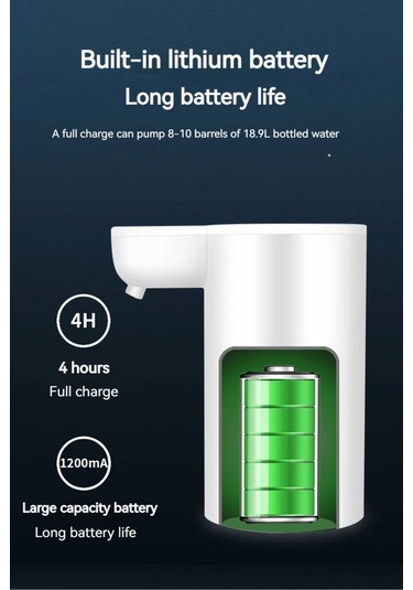 1200 Ma Bataryalı Usb İle Şarj Olabilen Elektronik Damacana Su Pompası Diğer