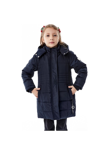 Benitto Kids Kız Çocuk Kapüşonlu Kışlık Şişme Mont 51355 Lacivert