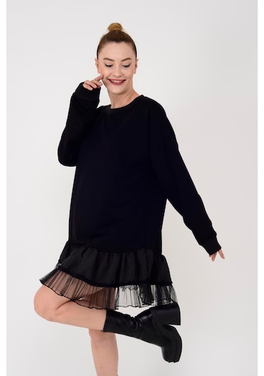 Park Moda Tütülü Elbise Sweat Siyah