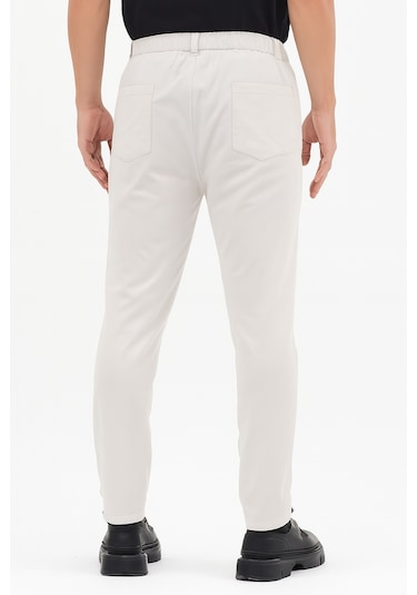 Goffra Erkek Streç Kumaş Relaxed Beli Lastikli Pantolon Açık Gri