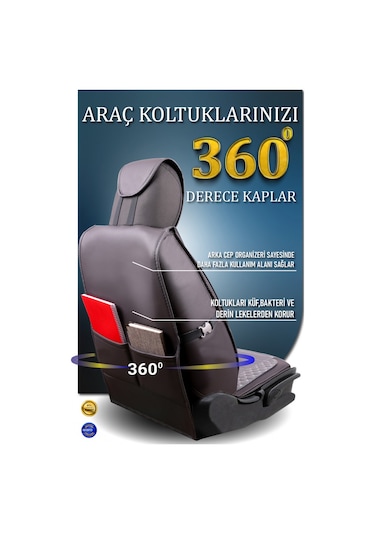 Dacia Sandero 2022 Lüx Deri Oto Koltuk Kılıfı Ön Arka Takım Safir Serisi Füme