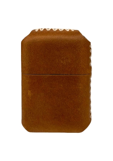 Handmade El Yapımı Hakiki Deri Zippo Modeli Çakmak Açık Kahverengi