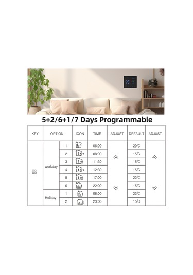 Reedark Beyaz 16a Akıllı Termostat: Tam Dokunmatik Kontrol, Çocuk Kilidi, Ntc Sensörü, Otomatik/manuel Mod, Durum Belleği - Wifi Yok