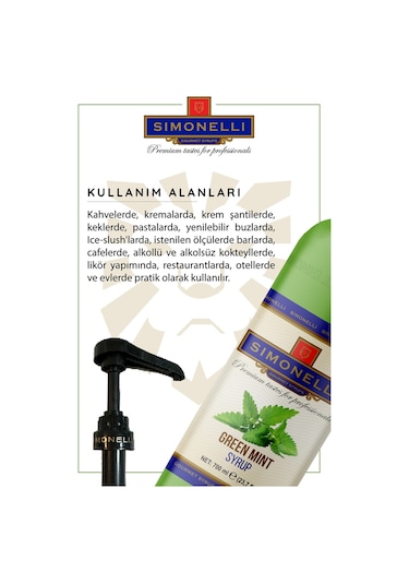 Simonelli Kahve Şurubu| Nane Aromalı | 70 CL | + Pompa Simonelli