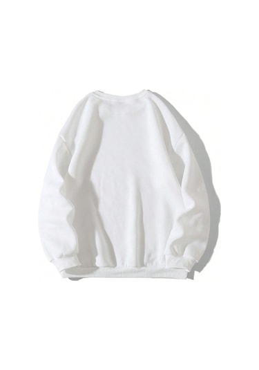 Harfli Ve Kalp Desenli Düşük Sweat-trzksw3461 Beyaz