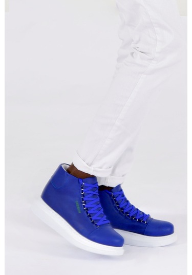 Pabucmarketi Bağcıklı Erkek Sneaker Bot Saks Mavi Mavi
