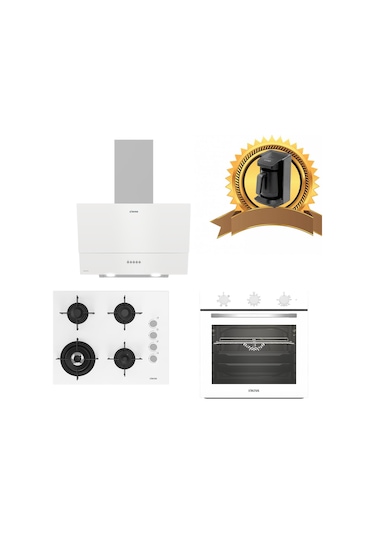 Altus 321 W - 189 DW - 535 W Beyaz Cam Ankastre Set + Türk Kahve Makinesi