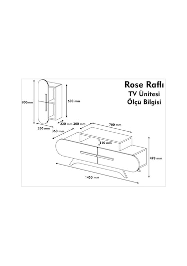 Variant Rose Duvar Raflı Tv Ünitesi Ceviz - Sarı