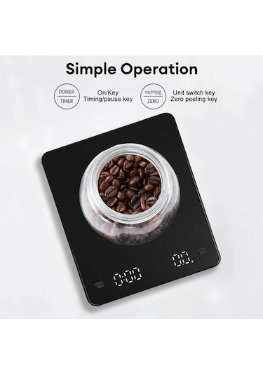 Createtech Zamanlayıcı Usb Terazi Led Kahve İle Elektronik Ekran 3kg 0.1g Qg