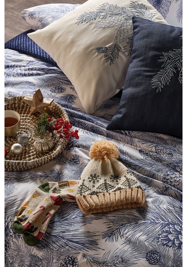 Ranforce Nevresim Takımı Pera Tek Kişilik Lacivert-beyaz