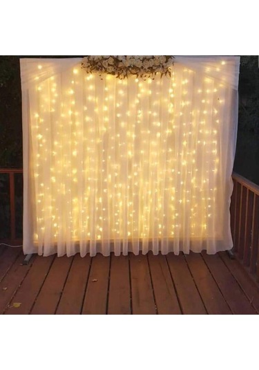 Cajuart 3x2 Usb Uçlu Fonksiyonlu Perde Led Işık 240 Led Fonksiyonlu Yılbaşı Süsü Dekor Gün Işığı