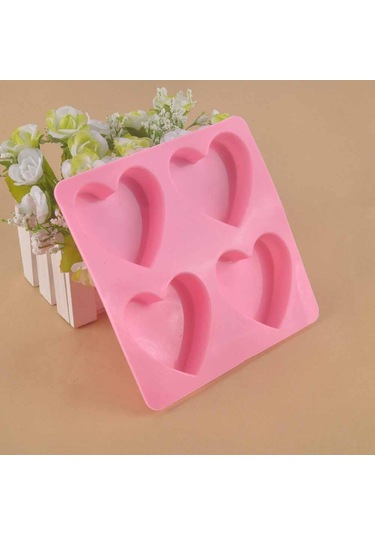 Ximistore9 Pembe Silikon Kalp Şekilli Kek Kalıbı - Esnek, Dayanıklı, Kolay Çıkarma - 15.5x15.5x1.8 Cm Diğer