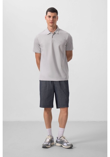 Tommy Life Taş Basic Göğüs Logolu Standart Kalıp Triko Polo Yaka Erkek T-shirt - 87768 Taş