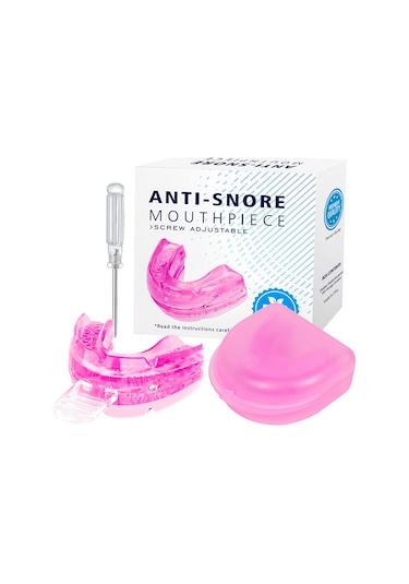 Vkemall Diş Gıcırdatmaya Karşı Saklama Kutusu İle Ayarlanabilir Anti Horlama Cihazı Ağız Pembe